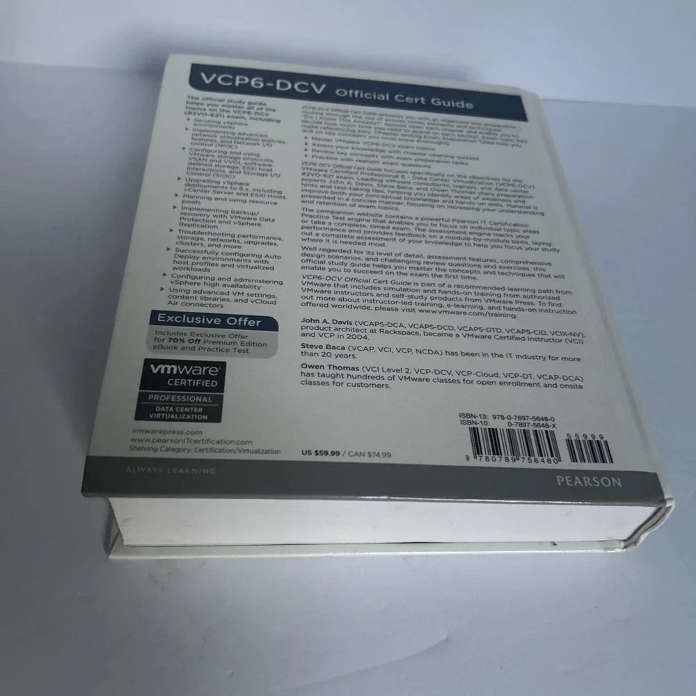 VCP6-DCV Official Cert Study Guide Exam 2V0-621  Hardcover  Used Good